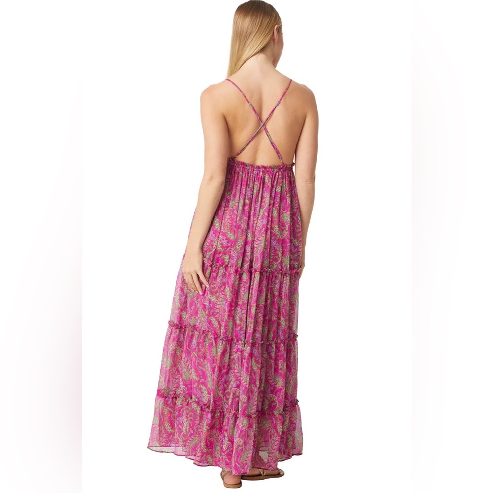 MISA Los Ángeles Lia Dress Fuchsia Paisley Chiffon NWT - Picture 3 of 10